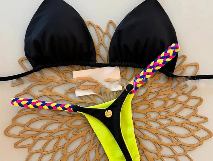 2026 Nuovo Sexy Micro Bikini Brasiliano da Donna, Set Bikini Halter con Perizoma, Costume da Bagno per Feste e Spiaggia PlatiNum