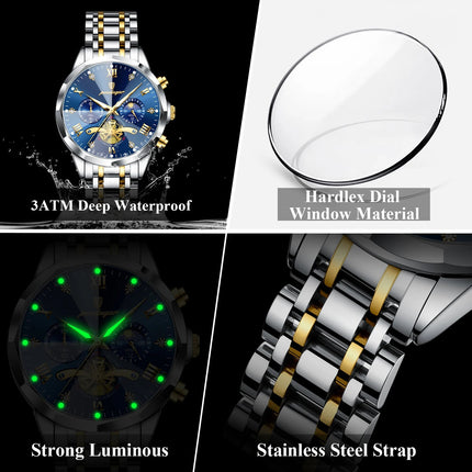 POEDAGAR Orologio da uomo di lusso Top originale impermeabile cronografo luminoso orologio da polso da uomo al quarzo in acciaio inossidabile orologi da uomo Reloj platinumshop