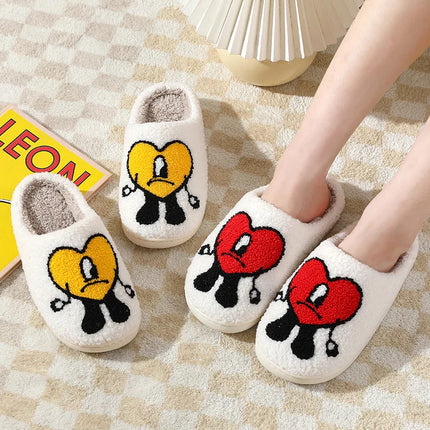 Comwarm Pantofole pelose in pelliccia invernale per donna Scivoli piatti soffici per camera da letto simpatico cartone animato Morbido comfort Scarpe calde in cotone felpato per la casa