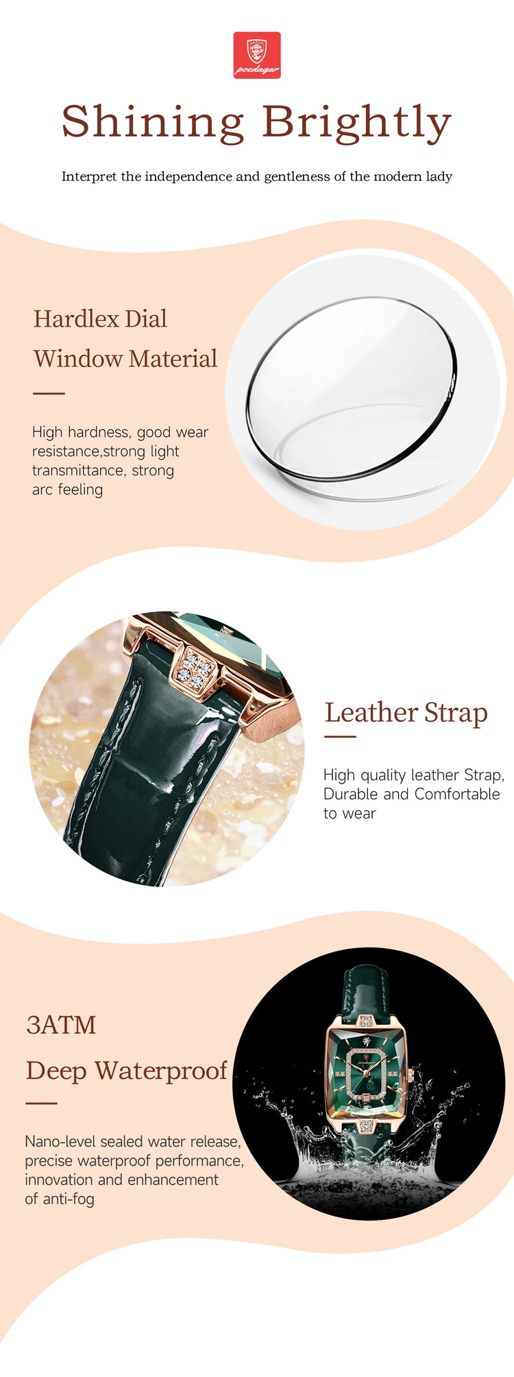 POEDAGAR Rettangolo Orologi da donna di lusso Impermeabile Data Orologio da donna in pelle Elegante orologio da polso da donna al quarzo moda Reloj regalo platinumshop
