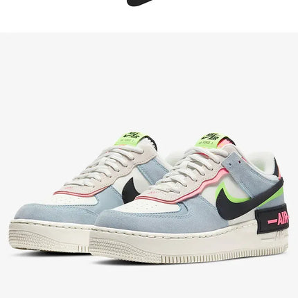 Nike Originals Mens Air Force 1 Shadow AF1 Pink Blue Macaron Casual Shoes CU8591-101