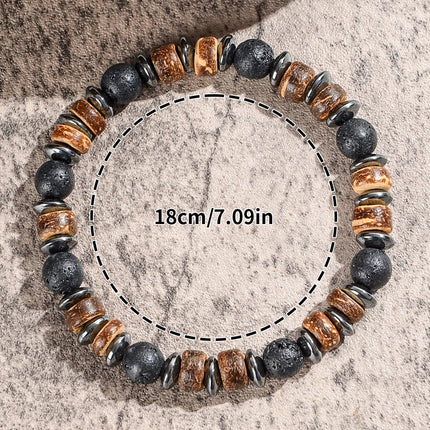 Set di braccialetti con perline in pietra naturale da uomo da 2 pezzi, gioielli da uomo in stile retrò fatto a mano all'aperto, regalo da uomo platinumshop