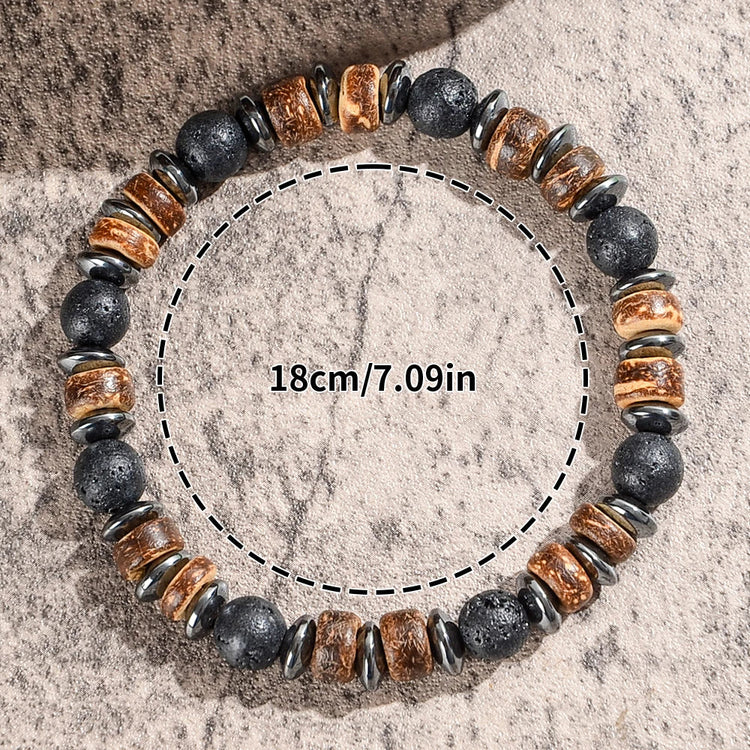 Set di braccialetti con perline in pietra naturale da uomo da 2 pezzi, gioielli da uomo in stile retrò fatto a mano all'aperto, regalo da uomo platinumshop
