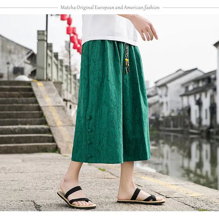 Pantaloni da samurai giapponesi Kimono da uomo Pantaloni casual in cotone retrò da uomo Pantaloni larghi casual Hip Hop Harajuku di alta qualità da uomo