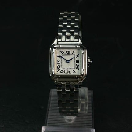 Classico orologio al quarzo quadrato retrò con numeri romani, orologio da coppia, orologio da uomo e da donna di lusso, regalo alla moda in acciaio inossidabile platinumshop