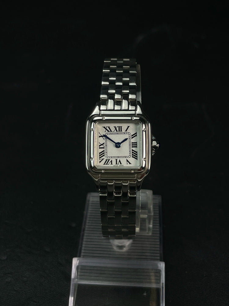 Classico orologio al quarzo quadrato retrò con numeri romani, orologio da coppia, orologio da uomo e da donna di lusso, regalo alla moda in acciaio inossidabile platinumshop