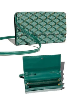 Borsa a Tracolla Lunga Vintage con Stampa a Reticolo, Portafoglio Multistrato con Scomparti per Banconote, Tracolla Sottile Regolabile, Borsa a Mano Portatile da Donna per Uso Quotidiano
