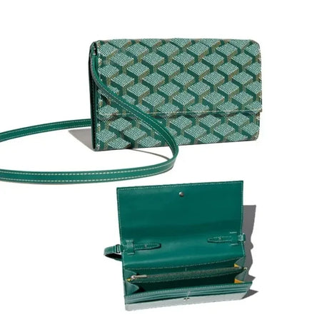 Borsa a Tracolla Lunga Vintage con Stampa a Reticolo, Portafoglio Multistrato con Scomparti per Banconote, Tracolla Sottile Regolabile, Borsa a Mano Portatile da Donna per Uso Quotidiano