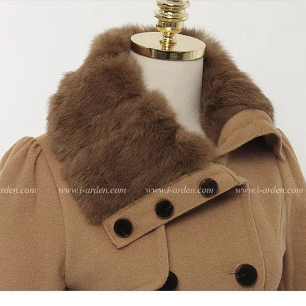 women woolen coat 2026 New fitted mid-length woolen coat double-breasted thickened overcoat + belt women's clothing