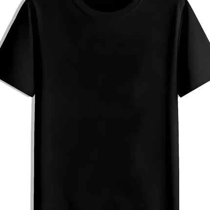 Men's Distressed White Cross Back Print T-Shirt - Black Casual Short Sleeve Round Neck Top PlatiNum