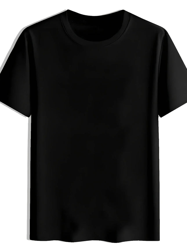 Men's Distressed White Cross Back Print T-Shirt - Black Casual Short Sleeve Round Neck Top PlatiNum