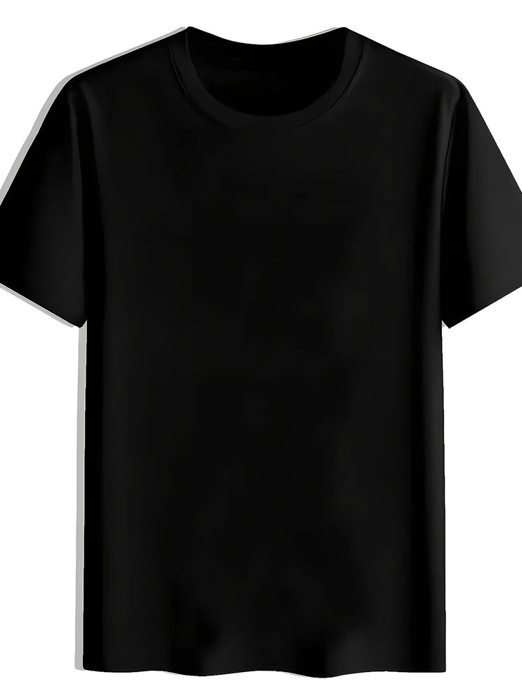 Men's Distressed White Cross Back Print T-Shirt - Black Casual Short Sleeve Round Neck Top PlatiNum