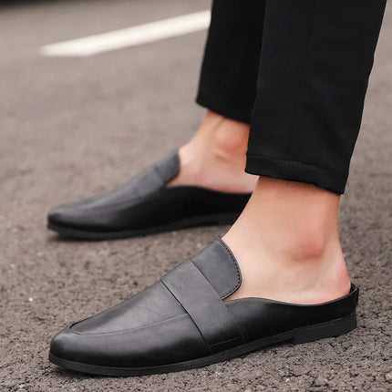 Mezze mocassini da uomo in pelle estiva pantofole mocassino Slides muli traspiranti per uomo Outdoor leggero Casual mezze scarpe 2023