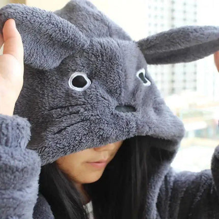 Anime Cartoon Cute Cosplay Kawaii Hooded Sweatshirt With Ears Harajuku Coral Fleece Sweatshirt Couple Sports Warm Hoodie