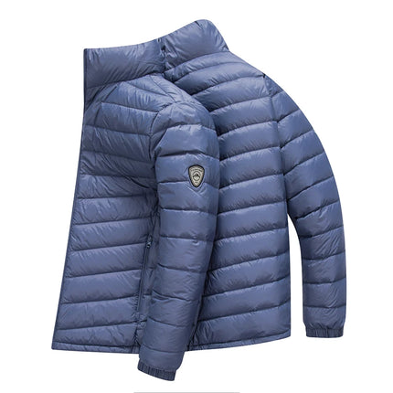 90 White Duck Down Men's Light and Warm Down Jacket with a Stand-Up Collar, Fashionable and Versatile Autumn and Winter Coat