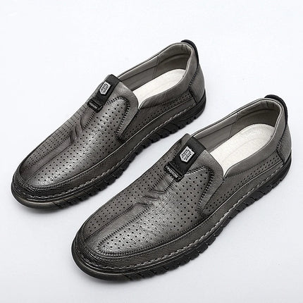 Scarpe estive in pelle traforata bianca scarpe Slip on da uomo in vera pelle scarpe Casual comode da uomo mocassini comodi da uomo