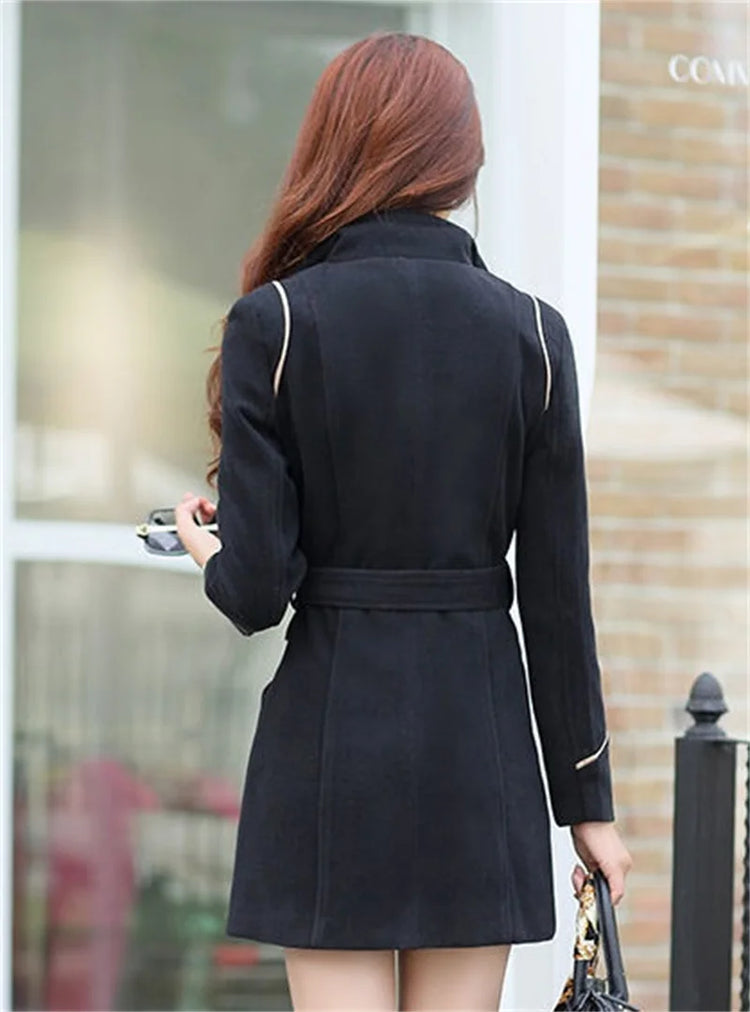 2023 New Korean Winter Woman Wool Coat Long Warm Female Woolen Coat Female Autumn Fashion Double-Breasted Jacket Outerwear