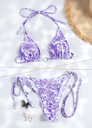 Catene a triangolo sexy Set bikini Micro perizoma Costume da bagno donna Costume da bagno Biquini Fasciatura Costumi da bagno Stampa Costumi da bagno Perizoma Bikini platinumshop