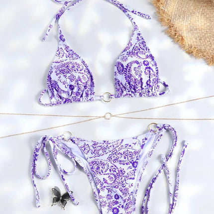 Catene a triangolo sexy Set bikini Micro perizoma Costume da bagno donna Costume da bagno Biquini Fasciatura Costumi da bagno Stampa Costumi da bagno Perizoma Bikini platinumshop