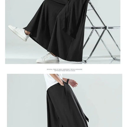 Abbigliamento da uomo in stile cinese estate sottile seta di ghiaccio pantaloni larghi Casual da uomo larghi Plus Size Hakama Harajuku pantaloni Hip Hop oversize