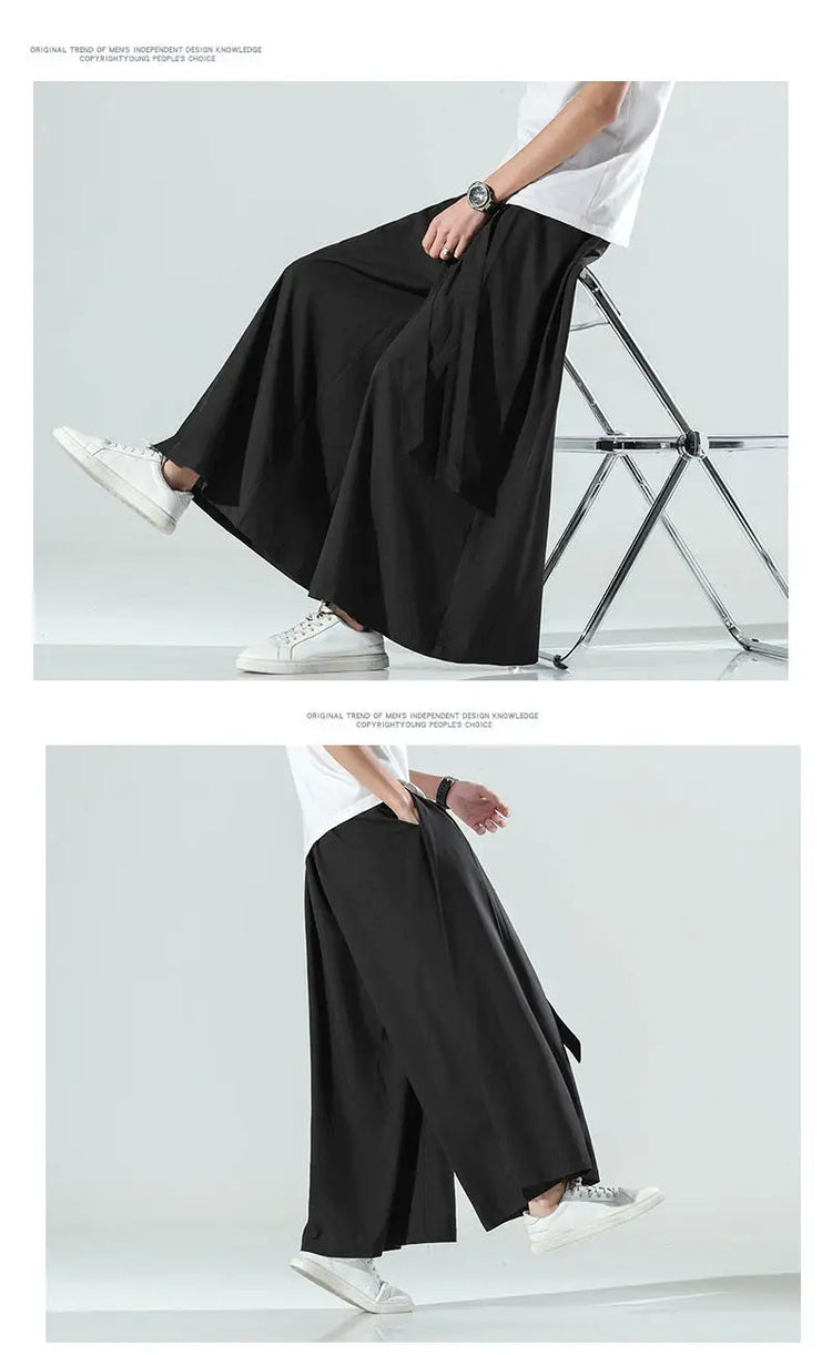 Abbigliamento da uomo in stile cinese estate sottile seta di ghiaccio pantaloni larghi Casual da uom