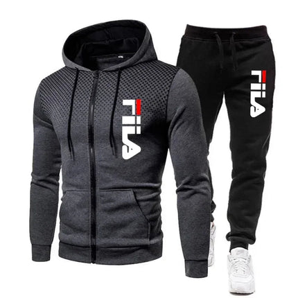 2025 Autumn/Winter Fashion Men's Casual Running Sports Set: Comfortable and Loose Two Piece Zipper Sweater and Pants PlatiNum