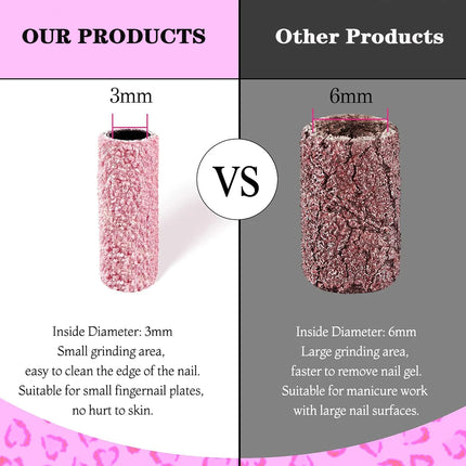 5000Pcs Mini Nail Drill Sanding Bands Include Mandrel-Pink-3mm