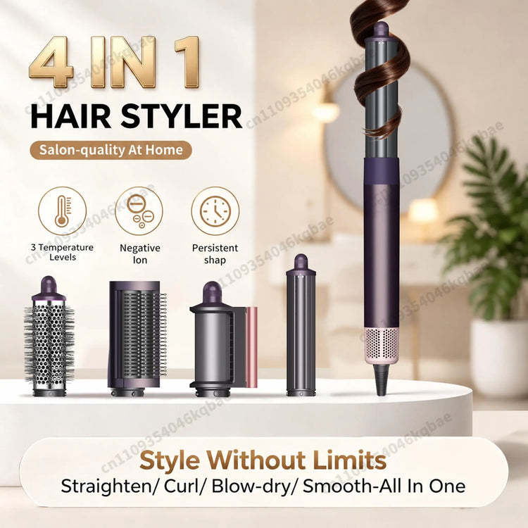 High Quality 6 In 1 Multi Hair Styler & Hair Dryer Auto Curling Air Dryer Wrap Hot/Cold Air Styling Tool Hair Straightener Curling Barrel Brush Salon Styling Gift For Women