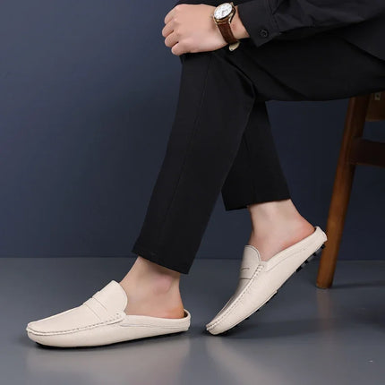 YRZL mocassini estate Slip on mezze scarpe per uomo pantofole in pelle PU Casual traspirante comodi mocassini mocassini scarpe Casual da uomo