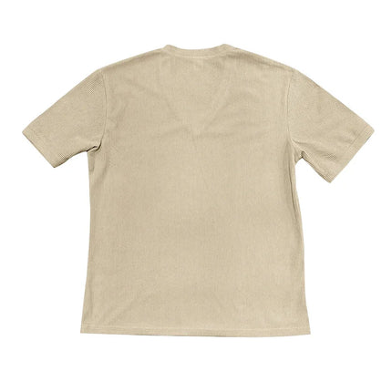 Men's European and American Summer Corduroy Solid Color Slim Casual V-Neck T-Shirt Amazon