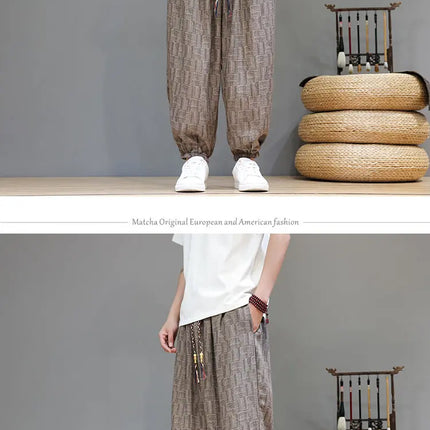 Pantaloni a Gamba Larga Stile Cinese in Corduroy, Pantaloni Lantern da Uomo, Comodi e Traspiranti per Autunno e Inverno, Jogger Casual