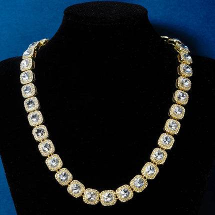 2024 NEW Men Women Hip Hop tennis Chain Necklace 13mm Square CZ Stone Iced Out Bling Cuban Chains Necklace Fashion Charm Jewelry PlatiNum