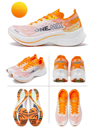 ONEMIX Scarpe da corsa con piastra in carbonio per uomo Assorbimento degli urti Scarpe sportive ultraleggere Rimbalzo Scarpe da ginnastica da maratona per donna all'aperto PlatiNum