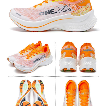 ONEMIX Scarpe da corsa con piastra in carbonio per uomo Assorbimento degli urti Scarpe sportive ultraleggere Rimbalzo Scarpe da ginnastica da maratona per donna all'aperto PlatiNum