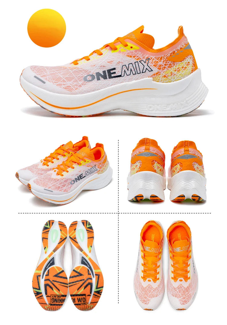 ONEMIX Scarpe da corsa con piastra in carbonio per uomo Assorbimento degli urti Scarpe sportive ultraleggere Rimbalzo Scarpe da ginnastica da maratona per donna all'aperto PlatiNum