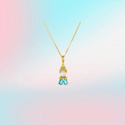 Collana alla moda con zirconi colorati, fiaba, piccola principessa, catena universale placcata in oro, catena clavicola, temperamento dolce