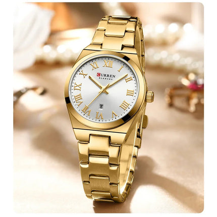 CURREN Orologio da donna, Orologi da donna, Orologi da donna, Abito alla moda impermeabile Bracciale in acciaio inossidabile Orologi analogici Data platinumshop