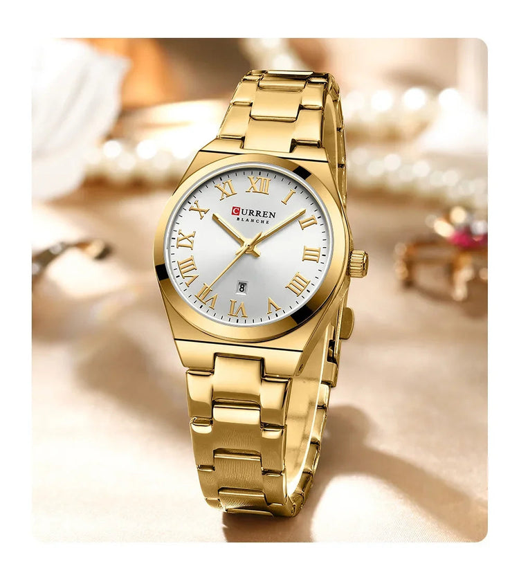 CURREN Orologio da donna, Orologi da donna, Orologi da donna, Abito alla moda impermeabile Bracciale in acciaio inossidabile Orologi analogici Data platinumshop
