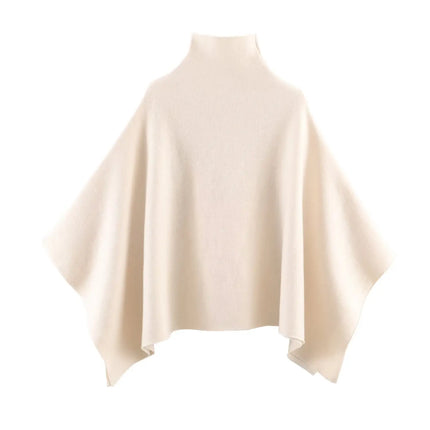 HH Women's New Fashion Versatile Solid Stand Collar Knitted Cape Coat Female Casual High Street Asymmetric 3-Colors Jacket Mujer