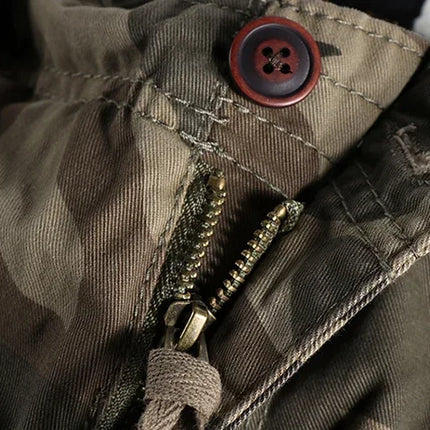 Heavyweight Camouflage Pants Men Clothing Multi-pockets Solid Color Patchworked Outdoor Trousers Retro Cargo Casual Wear Jogger