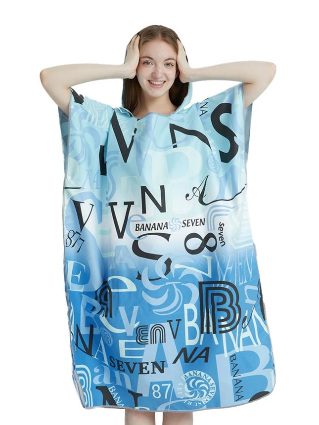 Surf Poncho Towel Quick Dry Microfiber Hooded Beach Robe Changing Poncho Bath Towel Beach Poncho for Adults (A12)