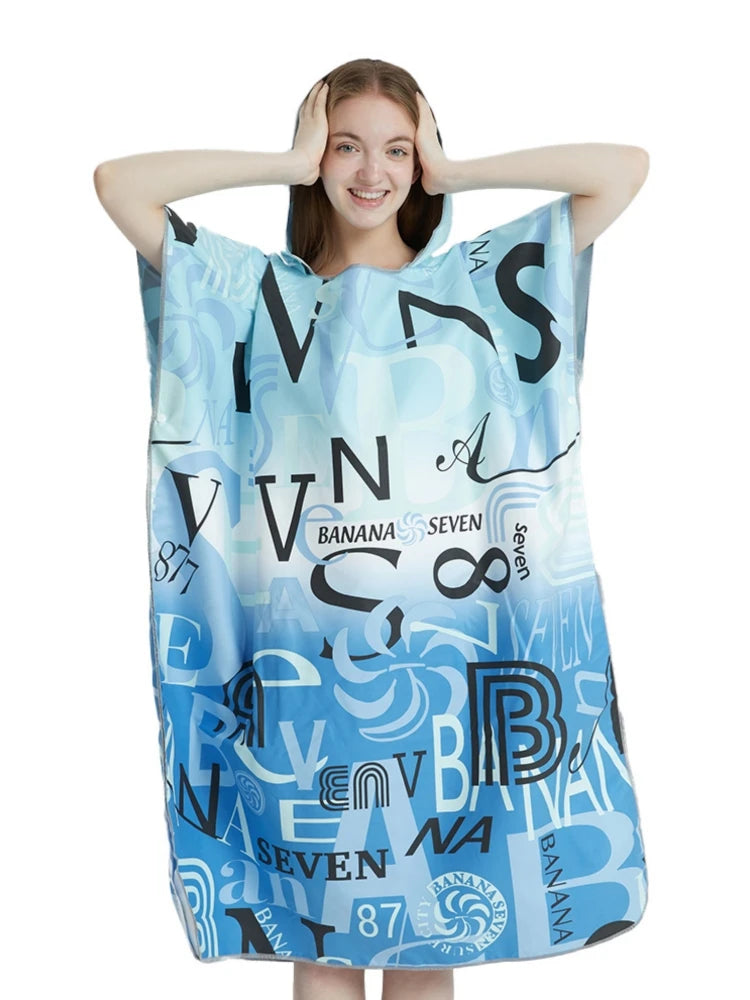 Poncho da Surf asciugamano Poncho asciugamano ad asciugatura rapida felpa con cappuccio in microfibra Beach Robe cambio Poncho asciugamano da bagno Poncho da spiaggia per adulti (A12)