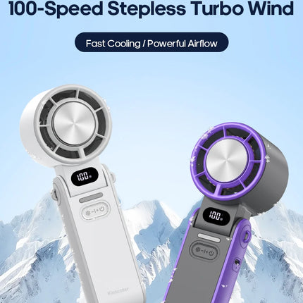 Ventilatore Portatile ad Alta Velocità con Raffreddamento Rapido, Ricaricabile 3600mAh, 100 Velocità Regolabili, Mini Ventilatore Pieghevole Turbo e Cordino