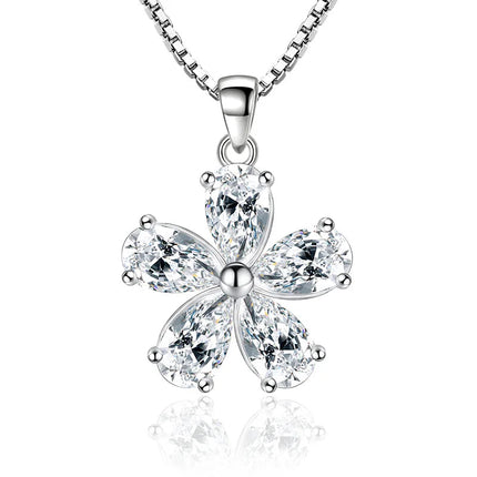 Collana in Argento 925 con Zirconi per Donne, Gioielli Placcati Oro 18k, Ciondolo in Argento Sterling, Regalo per Feste di Compleanno PlatiNum