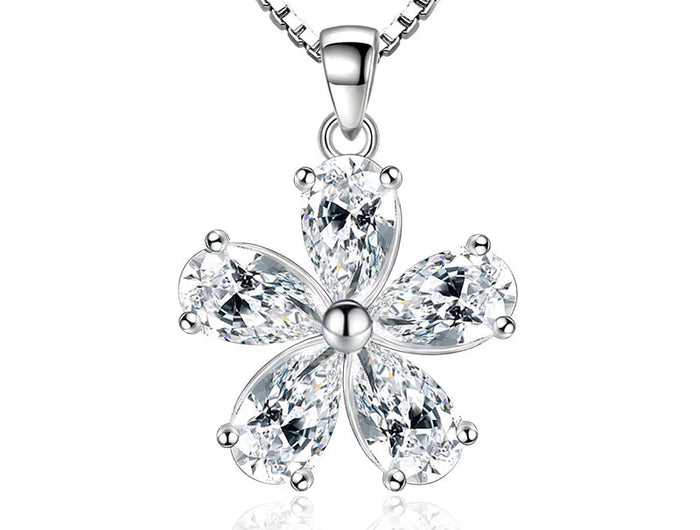 Collana in Argento 925 con Zirconi per Donne, Gioielli Placcati Oro 18k, Ciondolo in Argento Sterling, Regalo per Feste di Compleanno PlatiNum
