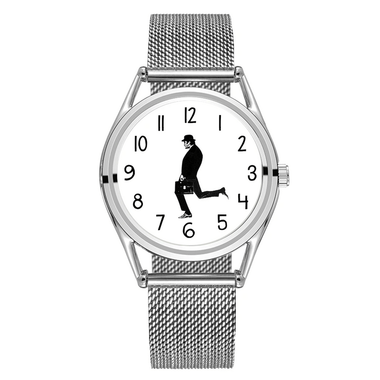 FEB 30TH Walking Men Design orologio Unisex da uomo dal Design creativo 3ATM cinturino in acciaio inossidabile resistente all'acqua platinumshop