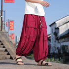 Japanese Lantern Pants Loose Casual Harem Pants Comfortable Breathable Ice Silk Linen Pants Relaxed Fit Wide Leg Pants Plus Size 5XL