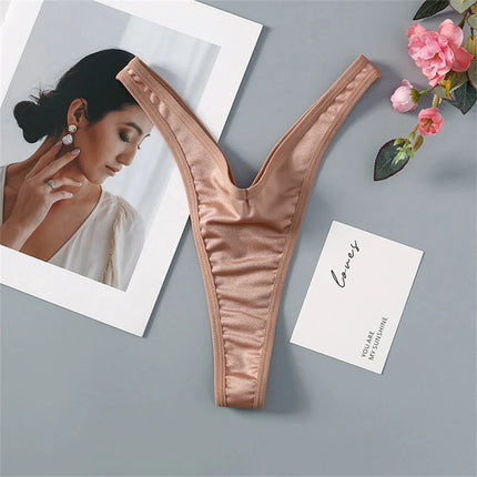 High Slit Deep V Thong for Women Low Waist Seamless Sexy Hot G Strings Breathable Elastic Ladies V Strings Plus Size S-XL