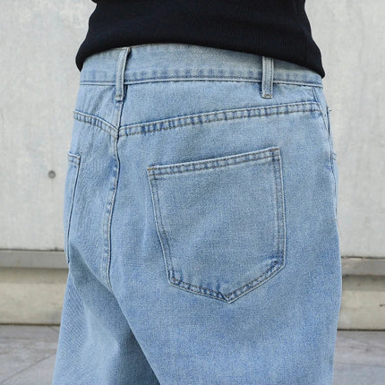 Spring Autumn Men Baggy Jeans Oversize Straight Loose Casual Denim Trousers Solid Color Streetwear Fashion Y2k Wide Leg Pants PlatiNum