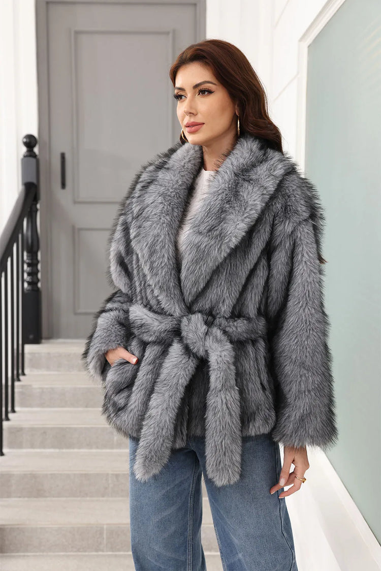 ZADORIN Luxury Belted Mid Long White Faux Fur Coat For Woman Clothes Winter Oversize Fluffy Jacket Fox Fur Faux Coat Outerwears